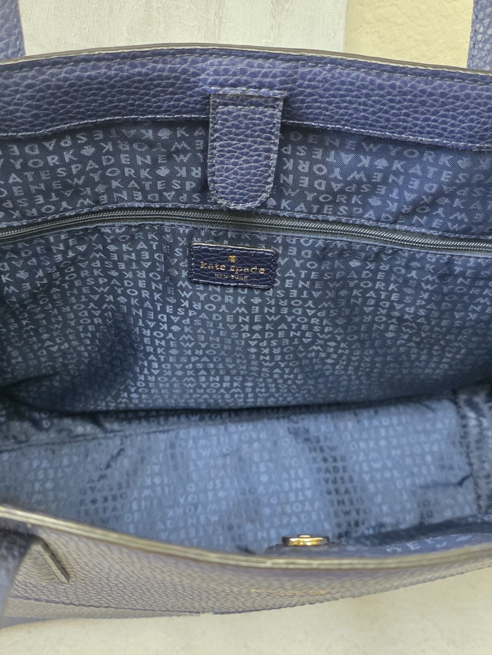 Kate Spade Francisca Bridge Place Large Bow Tote Navy Blue Leather - Picture 7 of 9